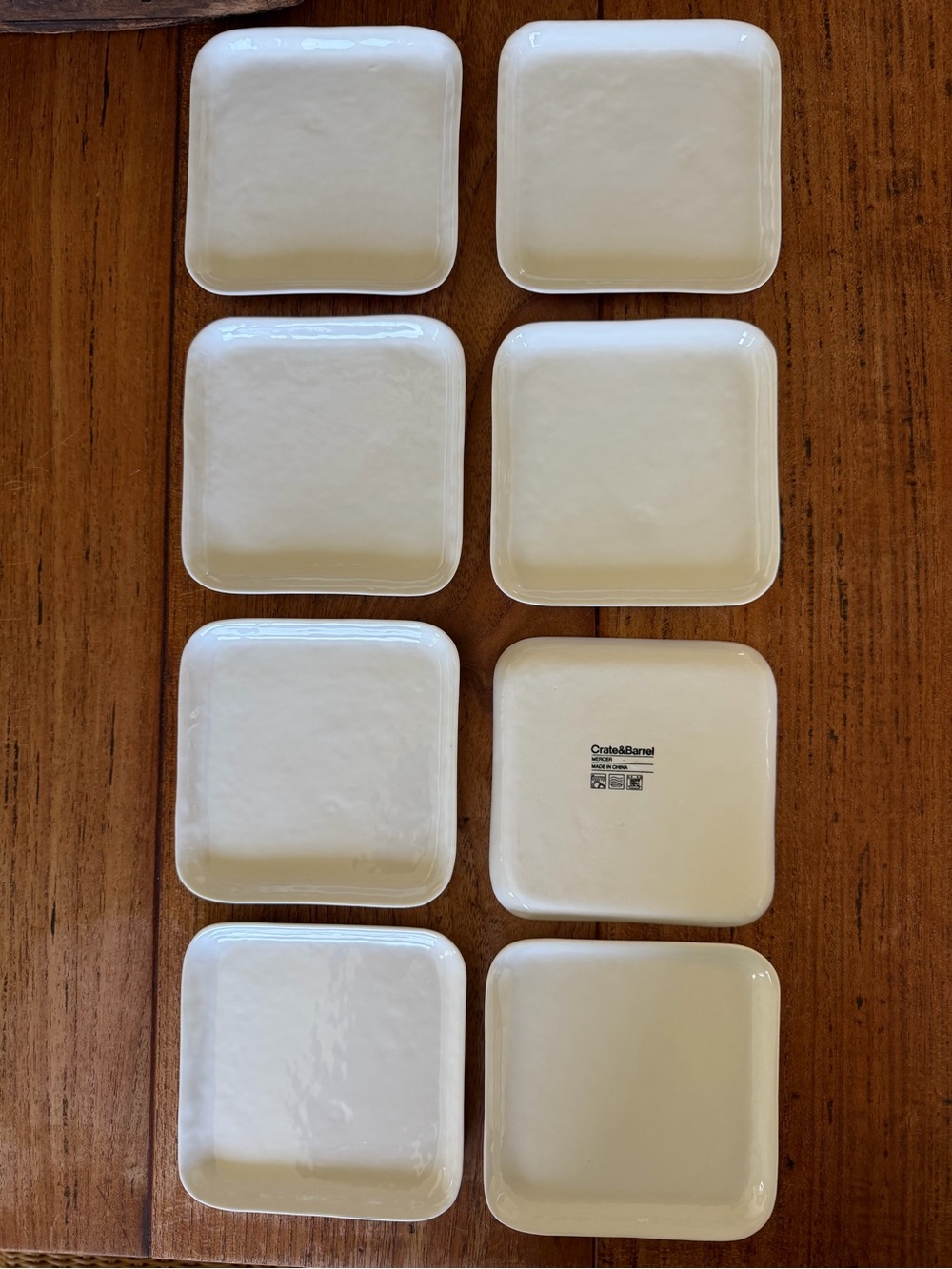 Crate&Barrel White Mercer 5" x 5" Appetizer Plate Set of 8
